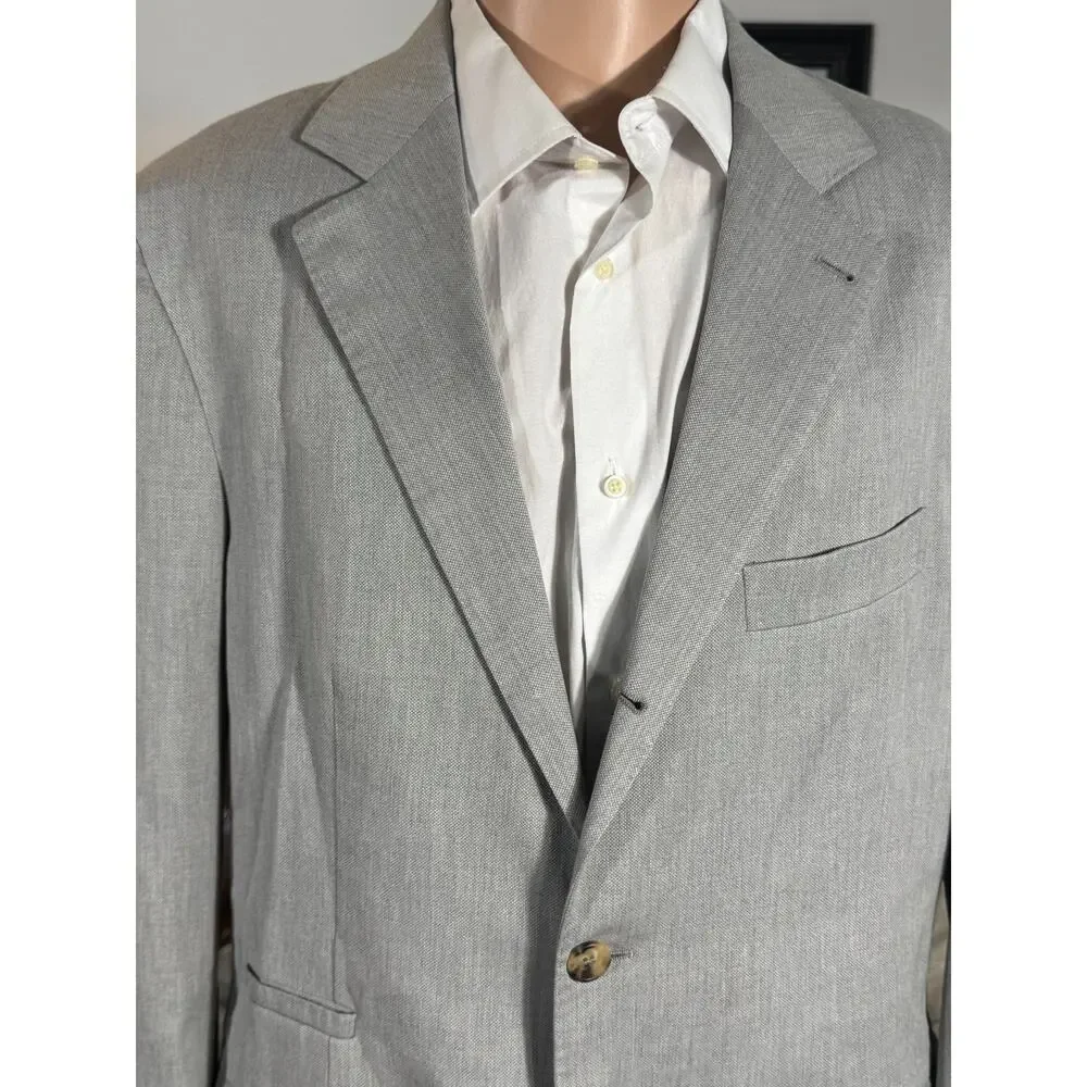 Brunello Cucinelli Gray Cotton Birdseye Nailhead Blazer Sportcoat 54IT 42R US